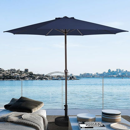 JEAREY 12' Patio Umbrellas Outdoor Table Market Umbrella w/Crank, 8 Sturdy Ribs, UV Protection Windproof for Garden, Deck, Backyard, Pool(Navy Blue)