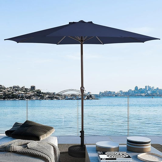 JEAREY 12' Patio Umbrellas Outdoor Table Market Umbrella w/Crank, 8 Sturdy Ribs, UV Protection Windproof for Garden, Deck, Backyard, Pool(Navy Blue)