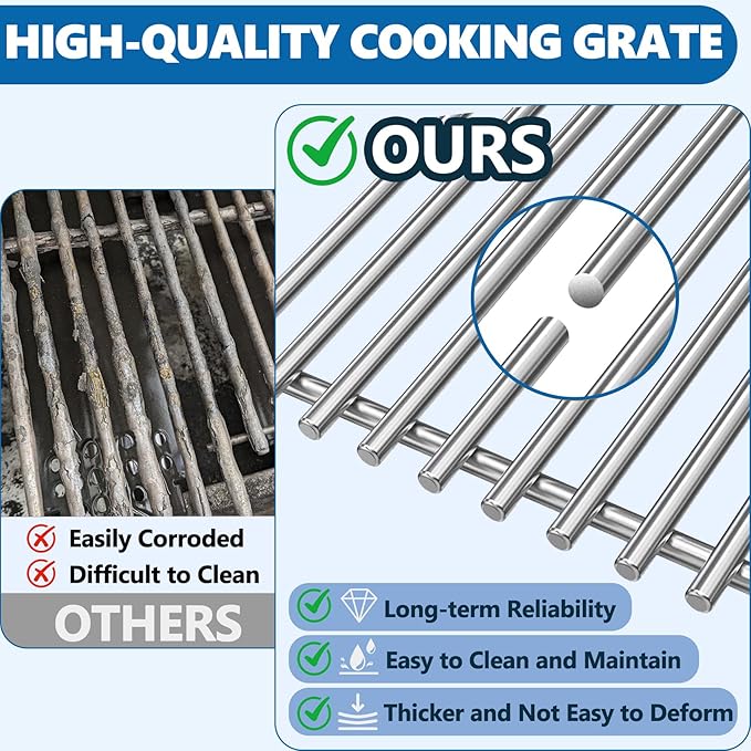 SafBbcue Grill Grates for Pit Boss 820 850 Pellet Grill Grates, Pit Boss 820 PB820D PB820XL PB820PS1 Parts, Pit Boss Navigator 850, Pit Boss Pro Series 850 Wood Pellet Grills Grates PB850PS2 PB850XL