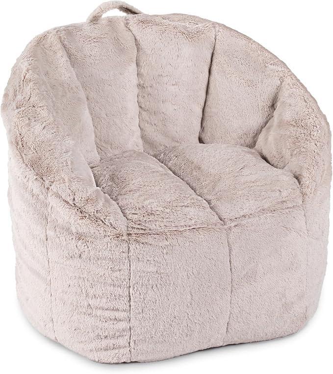 Big Joe Milano Bean Bag Chair for Kids, Teens, Adults, Ultra-Soft Taupe Plushie Polyester Blend, Lightweight Seat for Reading Nook and Gaming, 2.5 Foot Refillable