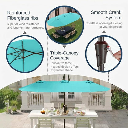 15FT Large Patio Umbrella with Base Included