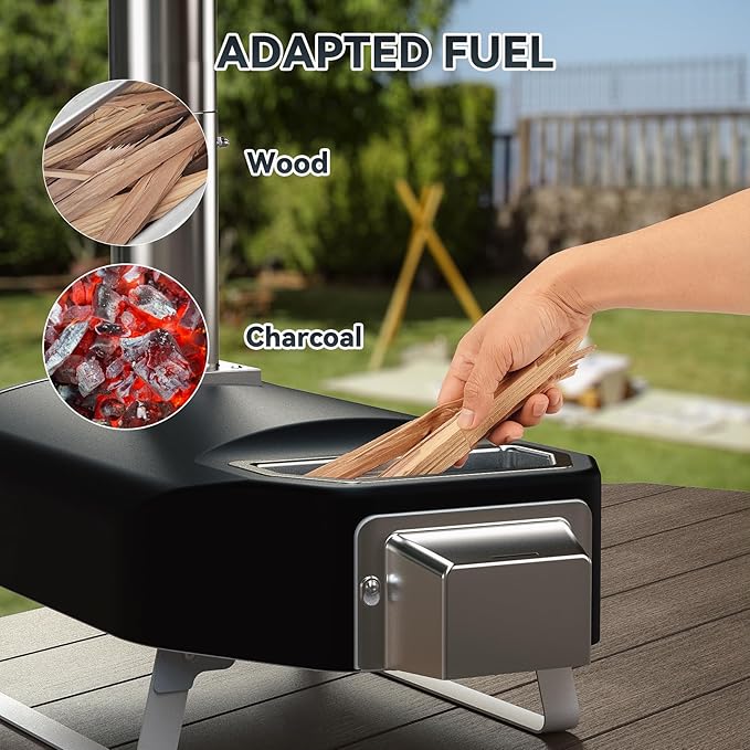 Portable Wood Fire Pizza Oven with Folding Legs, Outdoor Pizza Stove with Chimney for Outdoor Kitchen, Camping, RV, Tailgating, Beach, Backyard Pizza Maker, PS107