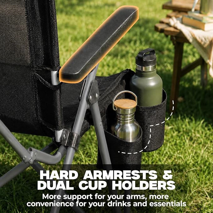 Alvantor® Camping Chair 2 Pack, Full Mesh Folding Beach Chair Breathable High Back Portable Lawn Chair for Outdoor, Armrest, Cup Holder, Easy Use Seat for Travel, Sports Event, 24"x31"x38"