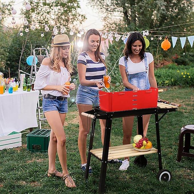 Ochine Portable Charcoal Grill, Barbecue Charcoal Grill, Stainless Steel Folding BBQ Grill and Smoker, Barbecue Grill for Outdoor Cooking Camping Hiking Picnics Garden Beach Party BBQ Tools