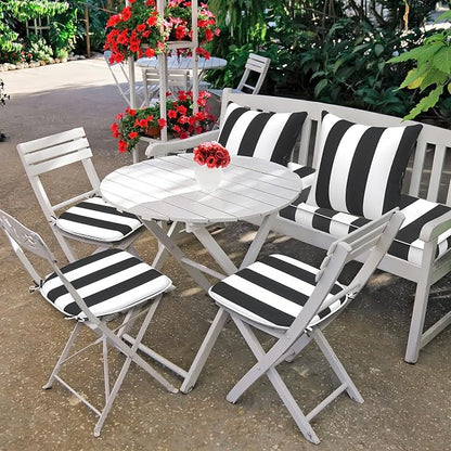 DYTXIII Set of 4 Outdoor Chair Cushions with Ties,Water Repellent Patio Chair Pads 17"x 16" for Outdoor Furniture,Round Corner Seat Cushions for Garden Yard Kitchen Cabana Black