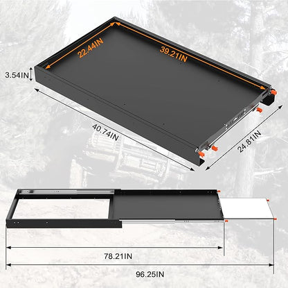 ALL-TOP Fridge Slide with Chopping Board, Inner 39.2 x 22.4in, Vehicle Refrigerator Slider with 4 Buckle Straps, Max 287 LBS, 3rd Gen