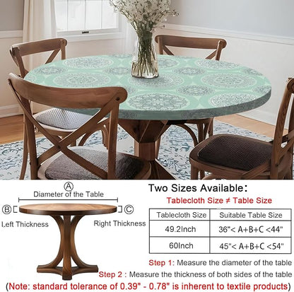 opstellen Fitted Round Tablecloth Weather Proof Table Cloth Heavy Duty Polyester Indoor Outdoor Circle Cover for 36-44" Tables Outside Parties Gear Gifts Spring Summer Fall Picnic Garden Necessities