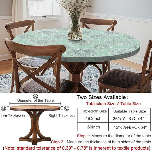 opstellen Fitted Round Tablecloth Weather Proof Table Cloth Heavy Duty Polyester Indoor Outdoor Circle Cover for 36-44" Tables Outside Parties Gear Gifts Spring Summer Fall Picnic Garden Necessities