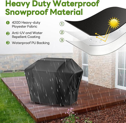 Grill Cover 65 Inch for Outdoor Gas BBQ Grill,Waterproof Fade Resistant Anti-UV Barbecue Grill Cover & Weather Protection BBQ Cover for Griddle Outdoor,Compatible with Weber Nexgrill Charbroil