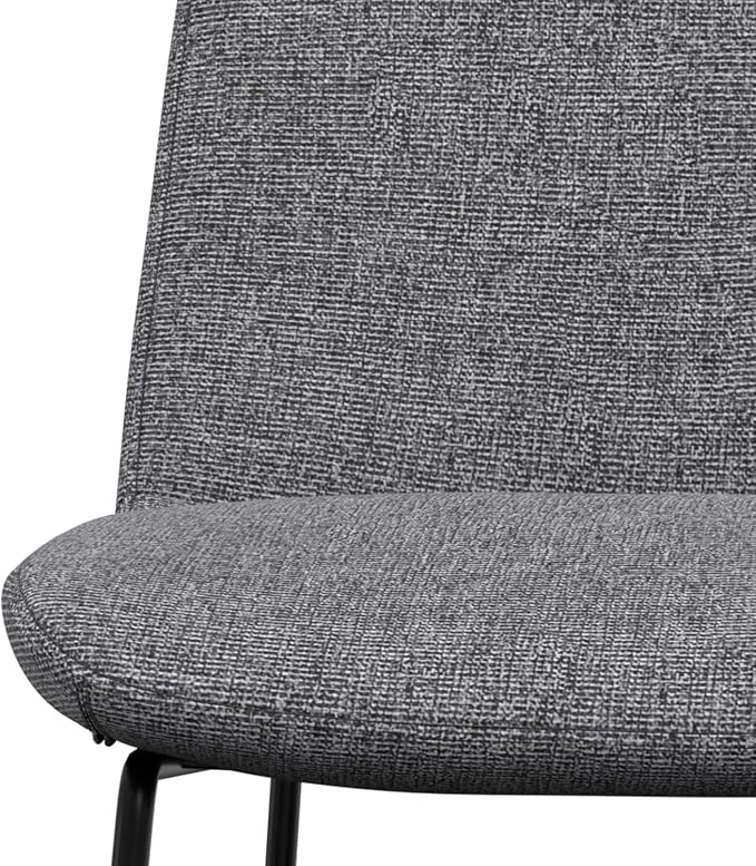 SIMPLIHOME Hayley Vegan Leather Dining Chairs in Cream (Set of 2) | Modern minimalist dining chairs with a metal sled base and a cushioned seat; kitchen or side chairs.