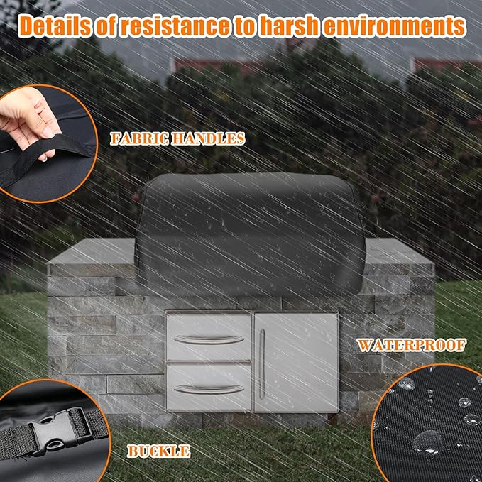 Grisun 45 Inch Built-in Grill Cover for Bull Built in Gas Grills 42-45 inch, Grill Cover for Outdoor Grill, Bull Outdoor Kitchen & Grill Head Cover, Heavy Duty Waterproof BBQ Grill Cover with Handle