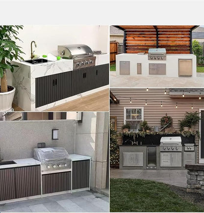 27 In Built-in Outdoor Gas and Charcoal Dual-Fuel BBQ Grill, 4-BurnerStainless Steel Drop-in Grill, 304 Brushed Stainless Steel, Heavy Duty Outdoor Kitchen Island Grill