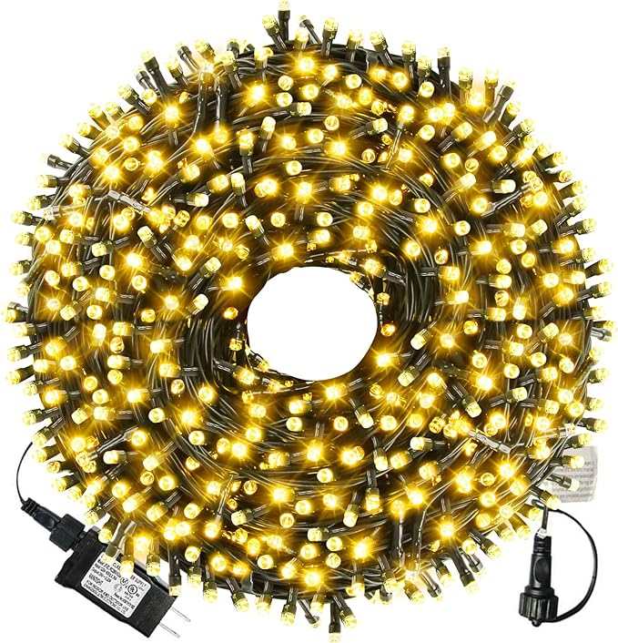 336ft 1000 LED Christmas Long String Lights, 8 Lighting Modes | Waterproof Christmas Tree Lights Outdoor Indoor Fairy Light for Garden, Party, Wedding, Holiday Decorations (Warm White)