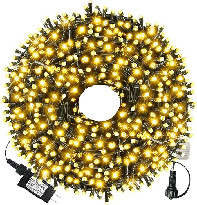 105ft 300 LED Christmas String Lights, Christmas Lights | End to End Plug 8 Modes UL Certified Outdoor Indoor Fairy Light Christmas Tree, Garden, Party, Wedding, Holiday (Warm White)