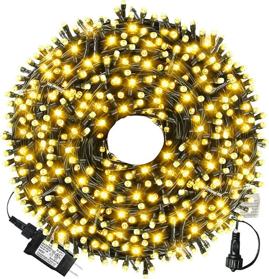 105ft 300 LED Christmas String Lights, Christmas Lights | End to End Plug 8 Modes UL Certified Outdoor Indoor Fairy Light Christmas Tree, Garden, Party, Wedding, Holiday (Warm White)