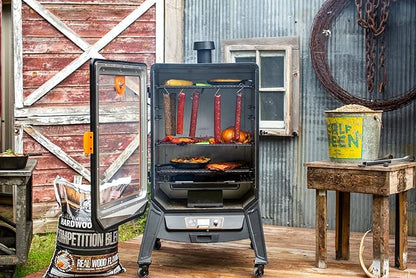 Pit Boss 5-Series Wood Pellet Vertical Smoker Cover, Black & 76115 12 Pack Sausage Hooks Grill Tool, Silver