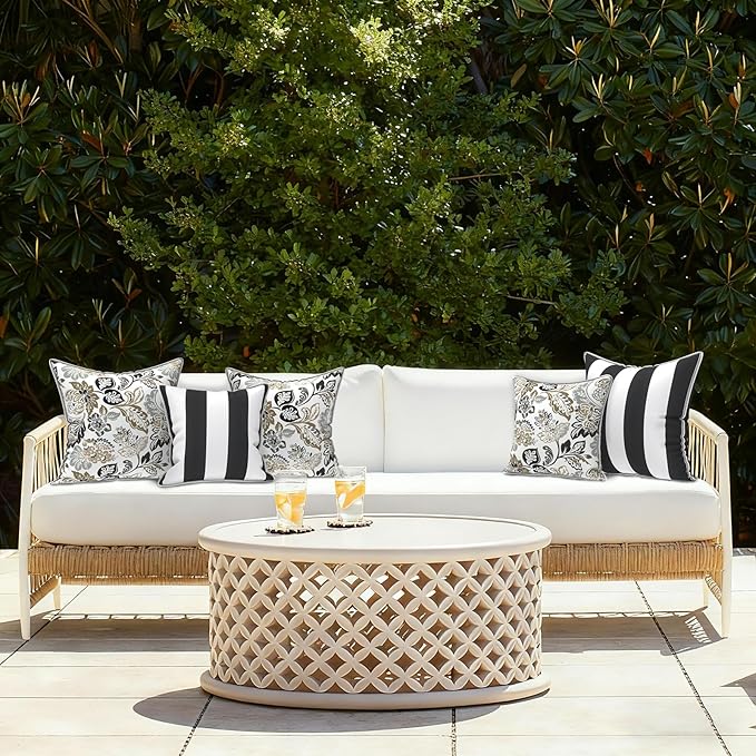 LVTXIII Outdoor Pillow Covers Set of 2, Patio Waterproof Throw Pillow Cases Fade Resistant Accent Pillow Covers for Spring Summer Garden Decoration, 18"x18", Dailey Tan