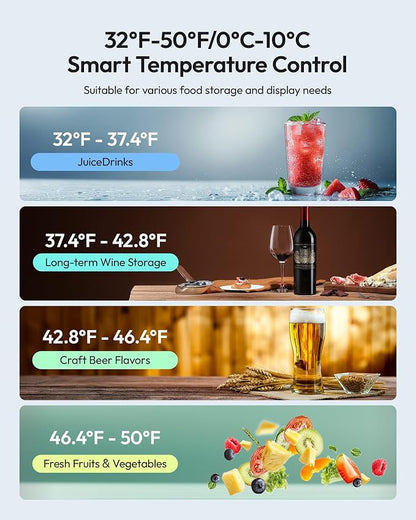 21 Cu.Ft Commercial Display Refrigerator with Double Glass Doors | LED Lightbox, 8 Adjustable Shelves, 32-50°F Digital Control, R290 Air Cooling, ETL Certified, Retail Store Use