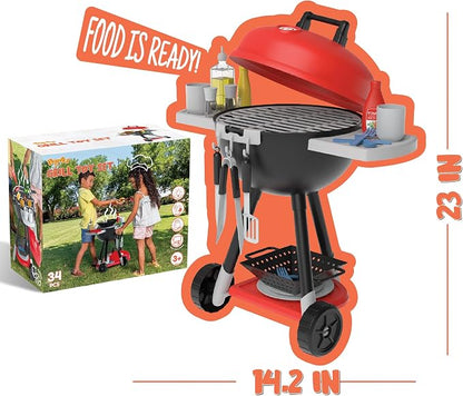 JOYIN Kitchen Toy Set, BBQ Play Grill, Cooking Toy Set, Little Chef Play, Kids Grill Playset Interactive BBQ for Kids with Light & Sound, Birthday Gift for 3 4 Year Old Boys Girls Outdoor Toys