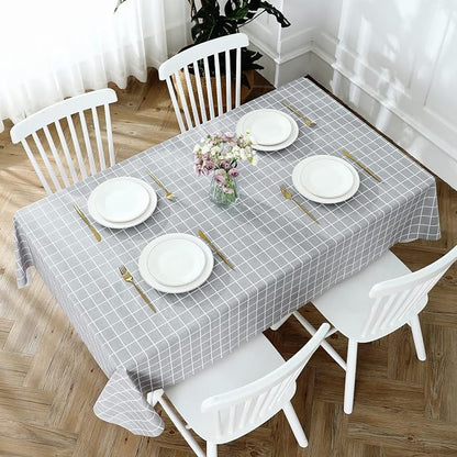 Romanstile Square Vinyl Tablecloth, 100% Waterproof Oil-Proof Checkered Plastic Table Cloth, Heavy Duty Wipeable Table Covers for Dining, Camping, Picnic, Outdoor - 60 x 60 Inch, Grey