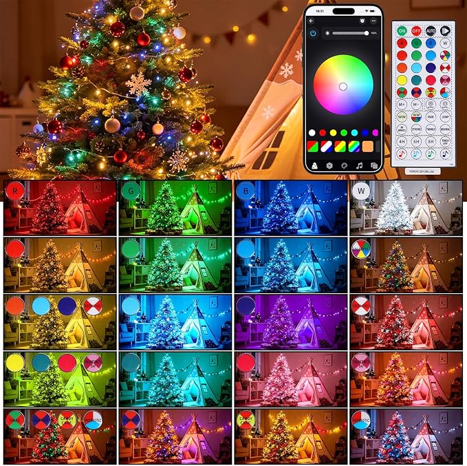 HOME LIGHTING Smart Color Changing Halloween Lights, 66FT 200 LED RGB String Lights with Remote & App Controlled, Music Sync Multiple Modes, Waterproof Indoor Outdoor Holiday Xmas Tree Party Decor