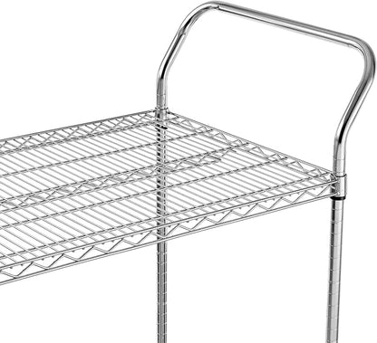 Finnhomy 2-Tier Commercial Grade Rolling Cart, Heavy Duty Utility Cart, Carts with Wheels and Handles, Kitchen Cart on Wheels, Metal Serving Cart with 700 lbs Capacity, Shelf Size 24" D x 48" W, NSF