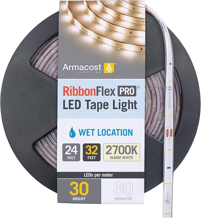 Armacost Lighting RibbonFlex Pro Warm White (2700K), 30LEDs/M, 10M, 24V Outdoor Tape Light 134450