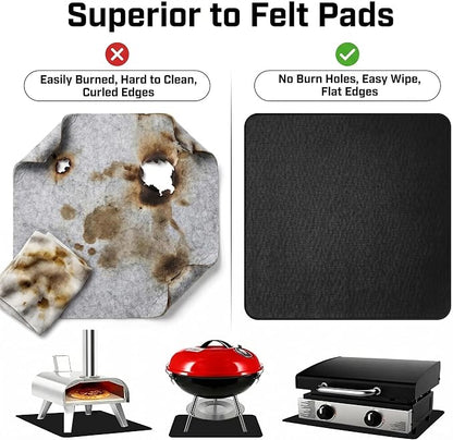 UBeesize 30 x 24 Inch 3-Layer Under Grill Mat For Outdoor Grill, Fireproof Double-Sided Silicone Coated Fire Pit Mat, Waterproof Oil-Proof Stain-Proof BBQ Protector for Decks, Patios，Grass & Fireplace