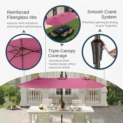 15FT Large Patio Umbrella with Base Included