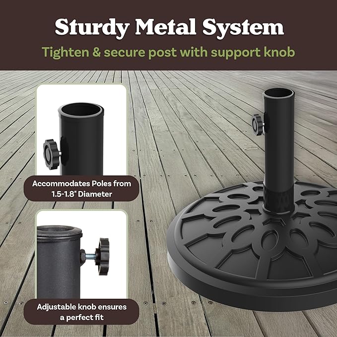 Pure Garden Outdoor Umbrella Base, 19lb, Black