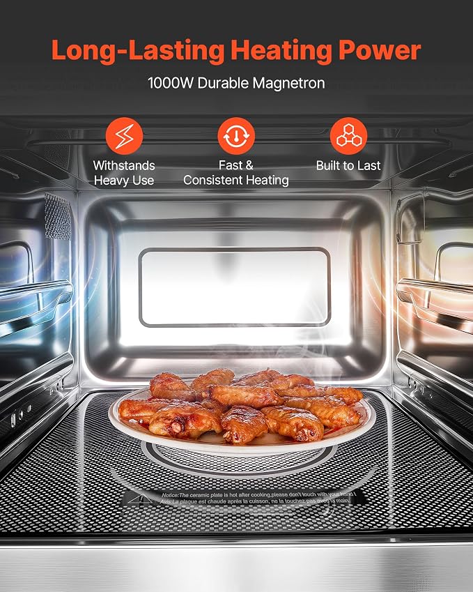 VEVOR Commercial Microwave Oven, 0.9 Cu Ft, 1000W Digital Stainless Steel Countertop Microwave Oven with Touchscreen, 10 Cooking Presets, 5 Power Levels, Multi-Lock Door & Easy Clean for Restaurants | Digital Microwave with Touchscreen,0.9 Cu Ft,10 Coo...