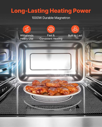 VEVOR Commercial Microwave Oven, 0.9 Cu Ft, 1000W Digital Stainless Steel Countertop Microwave Oven with Touchscreen, 10 Cooking Presets, 5 Power Levels, Multi-Lock Door & Easy Clean for Restaurants | Digital Microwave with Touchscreen,0.9 Cu Ft,10 Coo...