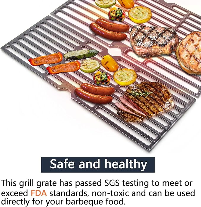 Hongso 18 3/16 inch Porcelain Cast Iron Grill Grates for 463347519 463373019 CharBroil Performance 5 Burners, for 4 Burners 463342118 463342119 463347017 463332718 463376217 463376519 463376619 Grills
