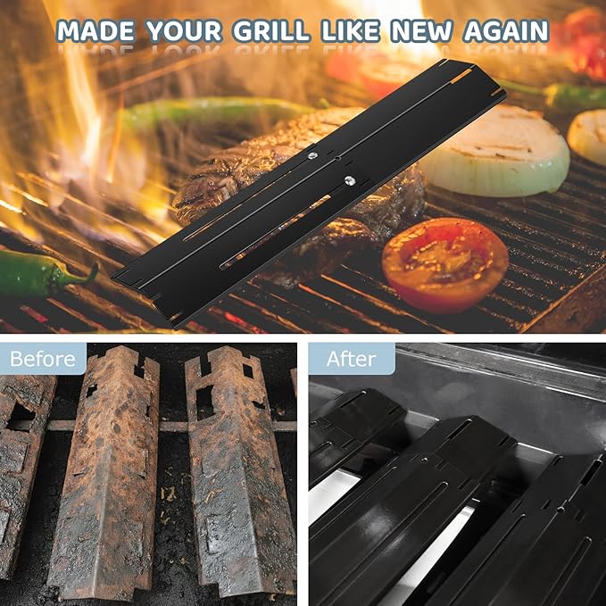 Universal Porcelain Steel Adjustable Grill Heat Plates Heat Tents Heat Shields Grill Burner Cover,Compatible with Weber, Charbroil, Brinkmann, Chargriller etc.,Extends from 11.75" up to 21" L,3 Pack