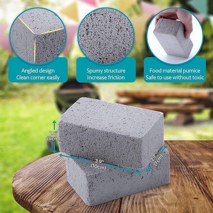 HaSteeL Grill Cleaning Brick, Griddle Pumice Stone for Removing Stains Kit of 8, Commercial Grade Grill Block Cleaner Accessories for Flat Top, Racks, Cast Iron, Sink, Effective & Reusable Clean Tool
