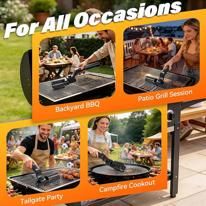 Electric Grill Brush for Outdoor Grill - Cordless Rechargeable Grill Cleaner with 180-Min Runtime, 3 Speeds, 545°F Heat Resistant, 180° Adjustable Angle, 2-in-1 Heavy-Duty BBQ Cleaning Kit