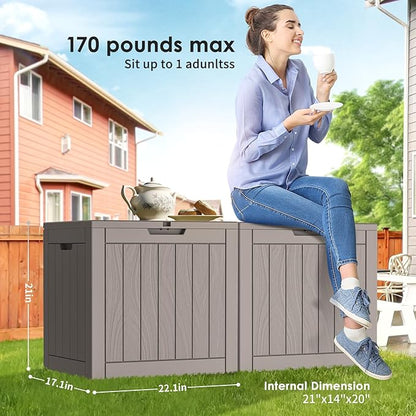 Resin Deck Box - 36 Gallon Lockable Outdoor Storage, Water-Resistant Indoor/Outdoor Bin for Package Delivery, Patio Cushions, Gardening Tools