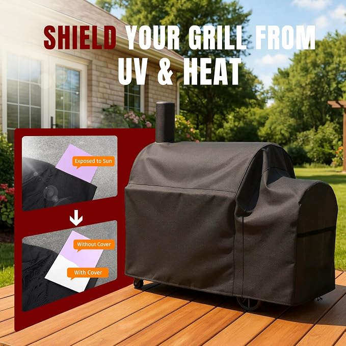 SHINESTAR 600D Oxford Grill Cover for Oklahoma Joe's Highland Offset | Premium Smoker Cover Waterproof & Heavy Duty for Oklahoma Joe's Charcoal Offset Smoker, 65"L x 31" W x 45" H