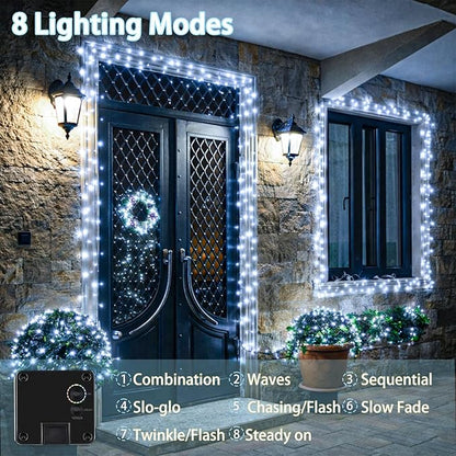 Extra-Long 144FT Solar String Lights Outdoor, 2 Pack 400LED Solar Fairy Lights for Outside Waterproof, Silver Wire 8 Lighting Modes Solar Twinkle Lights for Tree Garden Party Xmas Decor (Cool White)