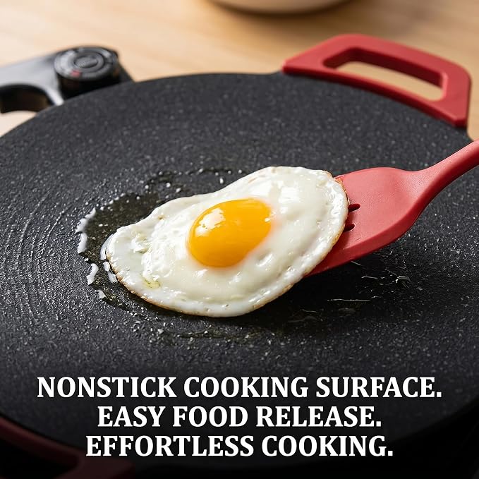 Electric Indoor Grill Nonstick, 14” Round Electric Griddle with Adjustable Temperature Control,for Pan Searing Steaks, Breakfast, BBQ & Family Meals, Bonus Spatula,Oil Brush & Food Tongs
