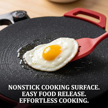 Electric Indoor Grill Nonstick, 14” Round Electric Griddle with Adjustable Temperature Control,for Pan Searing Steaks, Breakfast, BBQ & Family Meals, Bonus Spatula,Oil Brush & Food Tongs