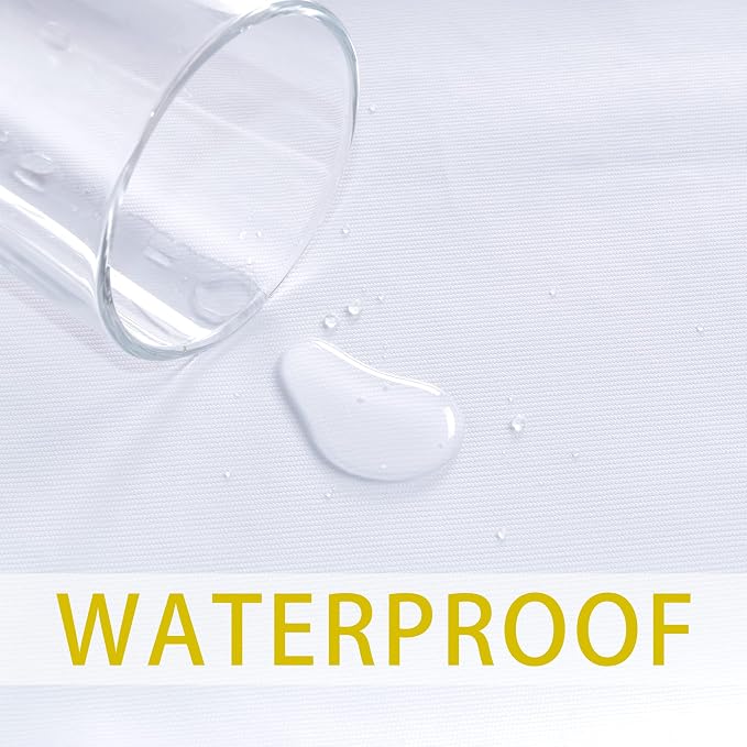 sancua Waterproof Rectangle Vinyl Tablecloth Table Cloth 52x70 Inch, White | 100% Oil Spill Proof, PVC Material, Wipe Clean Table Cover for Dining Tables, Buffet Parties and Camping