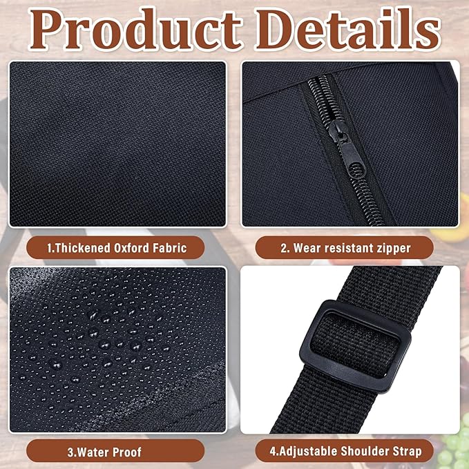 Amylove 1 Pc Grill Tool Storage Bags BBQ Utensil Grilling Bags Oxford Cloth Barbecue Holder Pouch Foldable Hardware Grilling Accessory Grill Storage Bags for Outdoor Camping Picnic Trip, Black