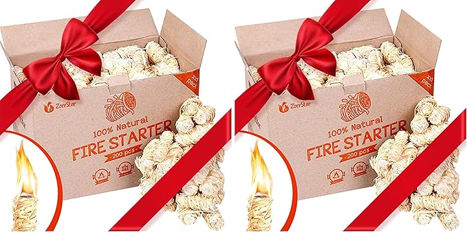 Fire Starters XXL 200 pc - Firelighters for Indoor and Outdoor Use, Compatible with Solo Stove, Green Egg and Other Grills and BBQs - Box of 100% Waterproof Firestarters (Pack of 2)