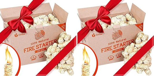 Fire Starters XXL 200 pc - Firelighters for Indoor and Outdoor Use, Compatible with Solo Stove, Green Egg and Other Grills and BBQs - Box of 100% Waterproof Firestarters (Pack of 2)