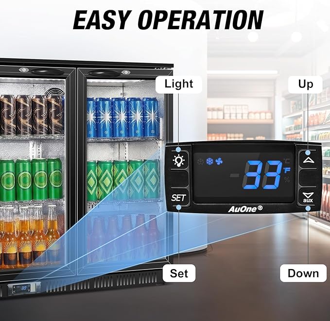 Beverage Refrigerator, 53.15W Inch 12 Cu.Ft Drink Fridge, Back Bar Beer Fridge with 3 Glass Door, 35.43" Height Beverage Cooler, Built-in & Undercounter Commercial Back Bar Cooler for Kitchen Shop Bar