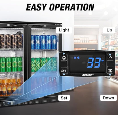 Beverage Refrigerator, 53.15W Inch 12 Cu.Ft Drink Fridge, Back Bar Beer Fridge with 3 Glass Door, 35.43" Height Beverage Cooler, Built-in & Undercounter Commercial Back Bar Cooler for Kitchen Shop Bar