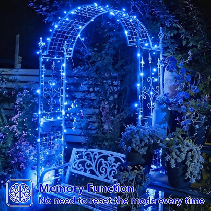 YEGUO Solar String Lights Outdoor Waterproof, 2 Packs Each 33ft 100 LED Blue Lights, 8 Modes Twinkle Light for Christmas Tree Outside Garden Yard Xmas Decor