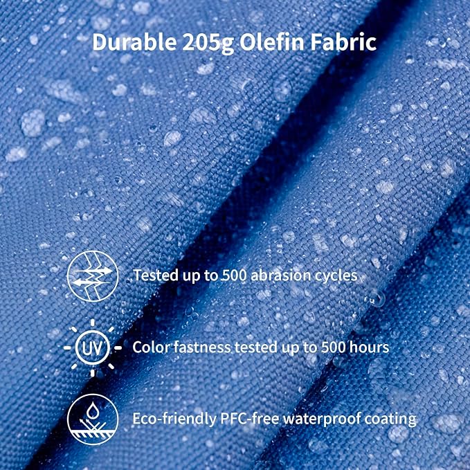 9FT/10FT Wood Patio Umbrella, Large Outdoor Table Pool Umbrella | 205G Olefin/180G Polyester Fabric, Push-Pull Operation Market Umbrella, 8 Rib Vented Canopy, Ideal for Patio, Backyard