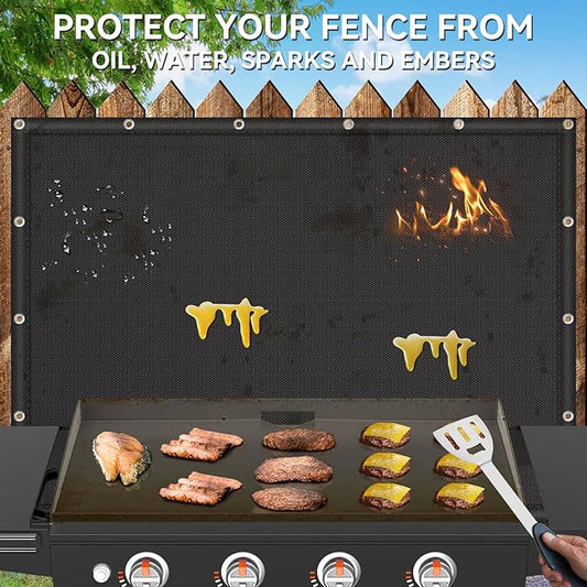 Heat Shield Mat for Behind Grill, Waterproof and Oil Proof Fireproof Deck Fence and Railing Protective Mat, Fire Pit Mat Under Grill Mat for Blackstone Griddle Accessories
